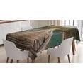 thumbnail image 1 of Ambesonne Rustic Tablecloth Rectangular Table Cover, River Pine Tree Forest, 60"x90", Brown Green, 1 of 4