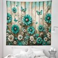 thumbnail image 1 of Ambesonne Rustic Tapestry Queen Size, Farmhouse Cold Tone Daisies, 88"x88", Turquoise and Grey Yellow, 1 of 2