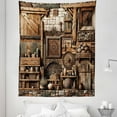 thumbnail image 1 of Ambesonne Rustic Tapestry Twin Size, Medieval Cottage Scene Art, 68"x88", Grey Teal Brown, 1 of 2