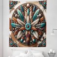 thumbnail image 1 of Ambesonne Rustic Tapestry Twin Size, Southwestern Wreath Ethnic, 68"x88", Turquoise Redbrown and Tan, 1 of 2