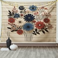 thumbnail image 1 of Ambesonne Rustic Tapestry Wall Hanging, Modern and Simple Bouquet, 80"x60", Night Blue Ruby and Champagne, 1 of 3
