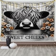 thumbnail image 1 of Ambesonne Rustic Tapestry Wall Hanging, Vintage Farmhouse Cow Cheeks, 60"x40", Grey Black and Orange, 1 of 3