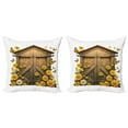 thumbnail image 1 of Ambesonne Rustic Throw Pillow Cover 2 Pack, Barn Cottage Summer Flowers, 18", Earth Yellow and Cocoa, 1 of 7