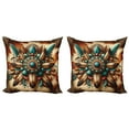 thumbnail image 1 of Ambesonne Rustic Throw Pillow Cover 2 Pack, Boho Earthy Feathers Mandala, 18", Teal Cinnamon Brown, 1 of 7