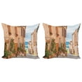 thumbnail image 1 of Ambesonne Rustic Throw Pillow Cover 2 Pack, Medieval Old Village, 18", Tan, 1 of 6