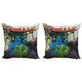 thumbnail image 1 of Ambesonne Rustic Throw Pillow Cover 2 Pack, Palm Leaves Scene, 16", Multicolor, 1 of 2