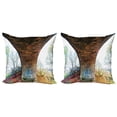 thumbnail image 1 of Ambesonne Rustic Throw Pillow Cover 2 Pack, Pillar of Stone Bridge, 16", Brown Green, 1 of 7