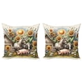 thumbnail image 1 of Ambesonne Rustic Throw Pillow Cover 2 Pack, Vintage Rural Farmhouse Life, 24", Earth Yellow and Multicolor, 1 of 7