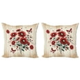 thumbnail image 1 of Ambesonne Rustic Throw Pillow Cover 2 Pack, Warm Tone Botanical Design, 16", Red Blue Grey and Eggshell, 1 of 7