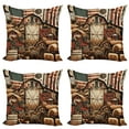 thumbnail image 1 of Ambesonne Rustic Throw Pillow Cover 4 Pack, American Barn Western Farm, 16", Paprika Caramel and Dark Teal, 1 of 7