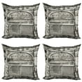 thumbnail image 1 of Ambesonne Rustic Throw Pillow Cover 4 Pack, Historic Old Store Front, 24", Grey, 1 of 7