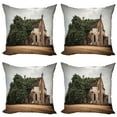 thumbnail image 1 of Ambesonne Rustic Throw Pillow Cover 4 Pack, House Rural Ivy, 18", Beige Green, 1 of 7