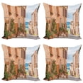 thumbnail image 1 of Ambesonne Rustic Throw Pillow Cover 4 Pack, Medieval Old Village, 20", Tan, 1 of 5