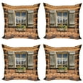 thumbnail image 1 of Ambesonne Rustic Throw Pillow Cover 4 Pack, View from Mountain Hut, 24", Brown Green, 1 of 5