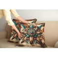 thumbnail image 1 of Ambesonne Rustic Throw Pillow Cover Pack of 2, Boho Earthy Feathers Mandala, 2 Pcs-36"x16", Teal Cinnamon Brown, 1 of 5
