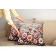 thumbnail image 1 of Ambesonne Rustic Throw Pillow Cover Pack of 2, Cottagecore Meadow Flowers, 2 Pcs-26"x16", Pink Salmon and Pale Taupe, 1 of 5