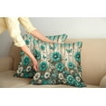thumbnail image 1 of Ambesonne Rustic Throw Pillow Cover Pack of 2, Farmhouse Cold Tone Daisies, 2 Pcs-16"x16", Turquoise and Grey Yellow, 1 of 5