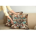 thumbnail image 1 of Ambesonne Rustic Throw Pillow Cover Pack of 2, Southwestern Square Feathers, 2 Pcs-16"x16", Turquoise Cocoa and Redbrown, 1 of 5
