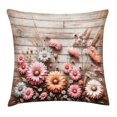 thumbnail image 1 of Ambesonne Rustic Throw Pillow Cushion Cover, Cottagecore Meadow Flowers, 24" X 24", Pink Salmon and Pale Taupe, 1 of 2