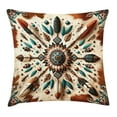 thumbnail image 1 of Ambesonne Rustic Throw Pillow Cushion Cover, Feathers and Arrows Folk Art, 20" X 20", Redwood Teal Champagne, 1 of 2