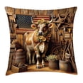 thumbnail image 1 of Ambesonne Rustic Throw Pillow Cushion Cover, Grunge Old Glory Barn Cow, 36" X 36", Amber and Caramel, 1 of 2