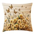 thumbnail image 1 of Ambesonne Rustic Throw Pillow Cushion Cover, Meadow Bloom Butterflies, 20" X 20", Pale Orange Tan Green, 1 of 2