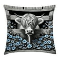 thumbnail image 1 of Ambesonne Rustic Throw Pillow Cushion Cover, Monochrome Farmhouse Cow, 36" X 36", Grey Black and Blue, 1 of 2