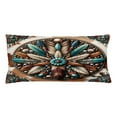 thumbnail image 1 of Ambesonne Rustic Throw Pillow Cushion Cover, Southwestern Wreath Ethnic, 36" X 16", Turquoise Redbrown and Tan, 1 of 2