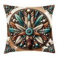 thumbnail image 1 of Ambesonne Rustic Throw Pillow Cushion Cover, Southwestern Wreath Ethnic, 40" X 40", Turquoise Redbrown and Tan, 1 of 2