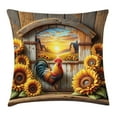 thumbnail image 1 of Ambesonne Rustic Throw Pillow Cushion Cover, Sunset Rooster Sunflowers, 24" X 24", Earth Yellow and Caramel, 1 of 2
