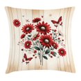 thumbnail image 1 of Ambesonne Rustic Throw Pillow Cushion Cover, Warm Tone Botanical Design, 18" X 18", Red Blue Grey and Eggshell, 1 of 2