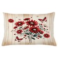 thumbnail image 1 of Ambesonne Rustic Throw Pillow Cushion Cover, Warm Tone Botanical Design, 26" X 16", Red Blue Grey and Eggshell, 1 of 2