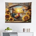thumbnail image 1 of Ambesonne Rustic Wall Hanging Tapestry, Sunset Rooster Sunflowers, 28"x23", Earth Yellow and Caramel, 1 of 2