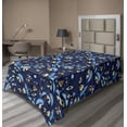 thumbnail image 1 of Ambesonne Sacred Flat Bedding Sheet Soft Top Sheet, Cartoon Psychedelic Eyes, Twin, Dark Sky Blue and Mustard, 1 of 1