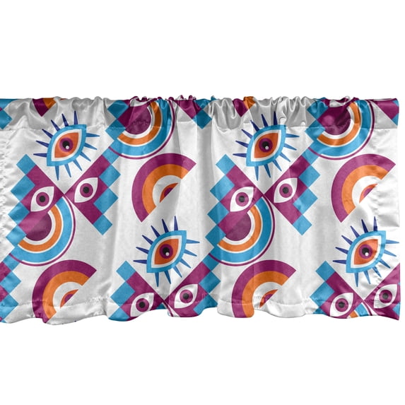Ambesonne Sacred Window Valance with Rod Pocket, Psychedelic Eyes Rainbow, 54" X 18", Dark Magenta and Vermilion