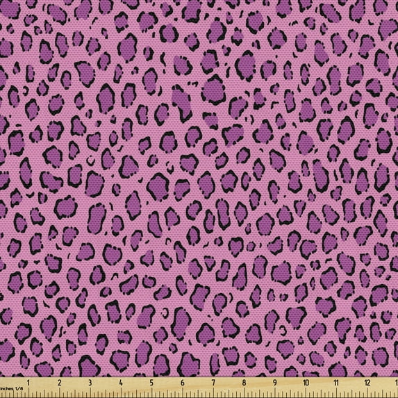 Ambesonne Safari Fabric by the Yard Upholstery, Leopard Skin Spots Pattern, 3 Yards, Hot Pink Pale Pink