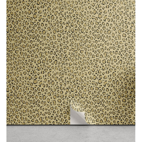 Ambesonne Safari Peel & Stick Wallpaper for Home, Animal Skin Round Blemishes, 13"x36", Dark Mustard and Pastel Brown