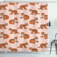thumbnail image 1 of Ambesonne Safari Shower Curtain, Fun Tigers Pattern, 69"Wx75"L, Blush Orange and Dark Grey, 1 of 5