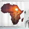 thumbnail image 1 of Ambesonne Safari Shower Curtain, Lion and African Map Sunset, 69"Wx84"L, Eggplant and Orange, 1 of 3
