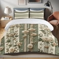 thumbnail image 1 of Ambesonne Sage Duvet Cover Set, Neutral Chrysanthemums Stripes, King, Pale Tan and Reseda Green, 1 of 4