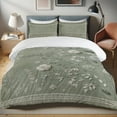 thumbnail image 1 of Ambesonne Sage Duvet Cover Set, Rustic Boho Abloom Folk Art, Calking, Laurel Green Off White, 1 of 4
