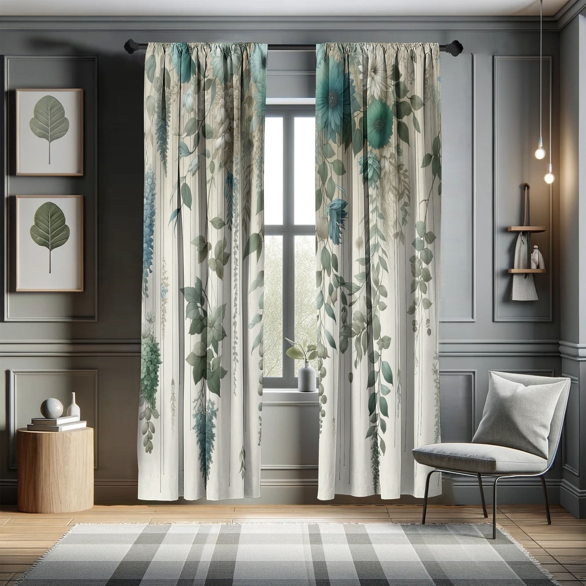 Ambesonne Sage Green Curtains, Muted Fantasy Forest Art, Pair of 28"x63 ...