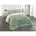 thumbnail image 1 of Ambesonne Sage Green Quilted Bedspread Set 3 Pcs, Botanical Wildfloral Art, Queen Size, Pale Teal Emerald, 1 of 4