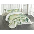 thumbnail image 1 of Ambesonne Sage Green Quilted Bedspread Set 3 Pcs, Modern Boho Eucalyptus, King Size, Cadet Blue Eggshell, 1 of 4