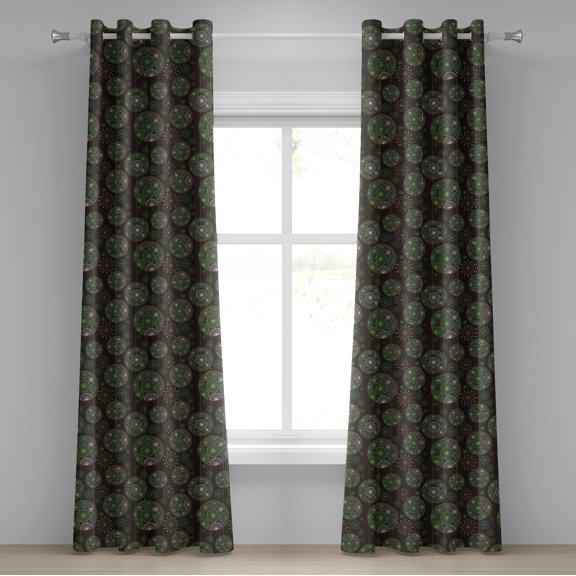 Ambesonne Sage Grommet Curtain, Dandelions Retro Nature Art, 50" x 96", Green Brown White