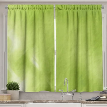 Ambesonne Sage Kitchen Curtains, Digital Shady Abstraction, 55"x45", Apple Green