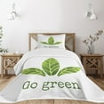 thumbnail image 1 of Ambesonne Sage Quilted Bedspread Set 2 Pcs, Eco Concept Green Leaves, Twin Size, Green White, 1 of 5