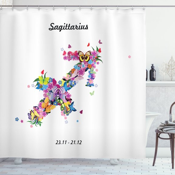 Ambesonne Sagittarius Shower Curtain, Arrow Flowers, 69"Wx70"L, Multicolor