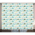 thumbnail image 1 of Ambesonne Sailboat Curtains 2 Panel Set, Sea Habitants and Sun, 108" x 63", Multicolor, 1 of 3