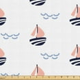 thumbnail image 1 of Ambesonne Sailboat Fabric by the Yard Upholstery, Scandinavian Boats, 10 Yards, Night Blue Pale Peach, 1 of 5